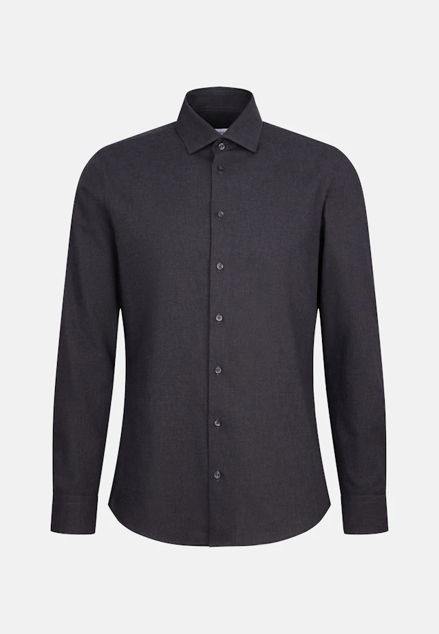 Slim Flanellhemd Uni in Grau |  Seidensticker Onlineshop