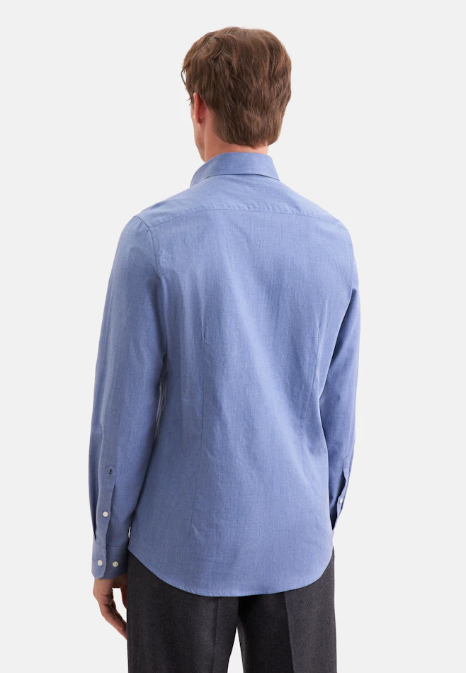 Slim Flanellhemd Uni in Mittelblau | Seidensticker Onlineshop