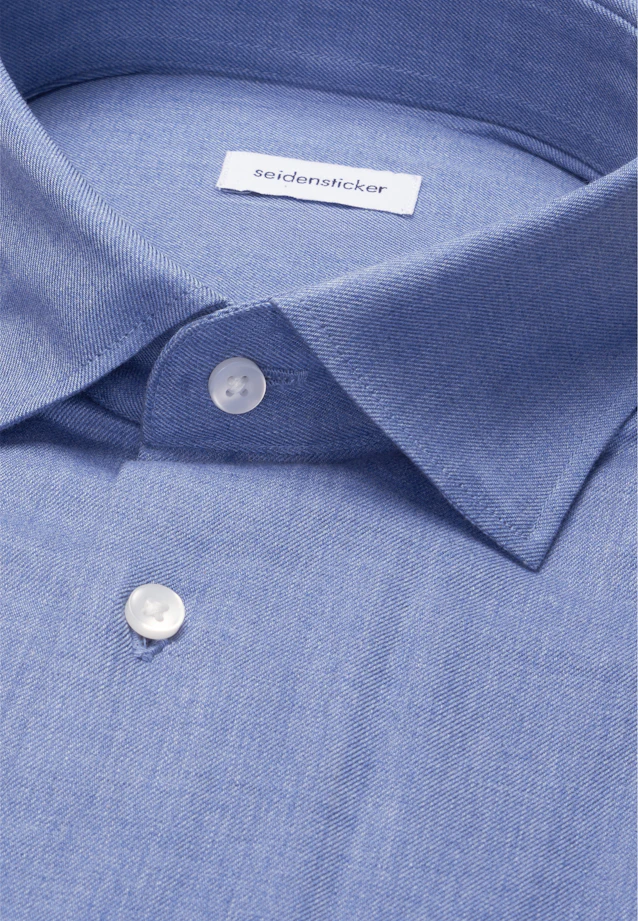 Slim Flanellhemd Uni in Mittelblau |  Seidensticker Onlineshop