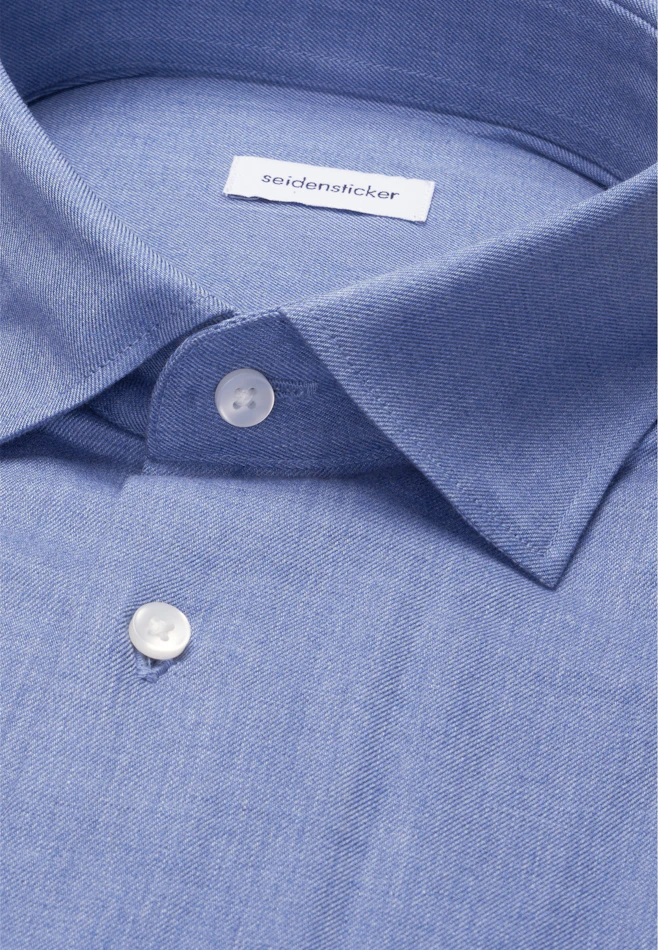 Slim Flanellhemd Uni in Mittelblau | Seidensticker Onlineshop