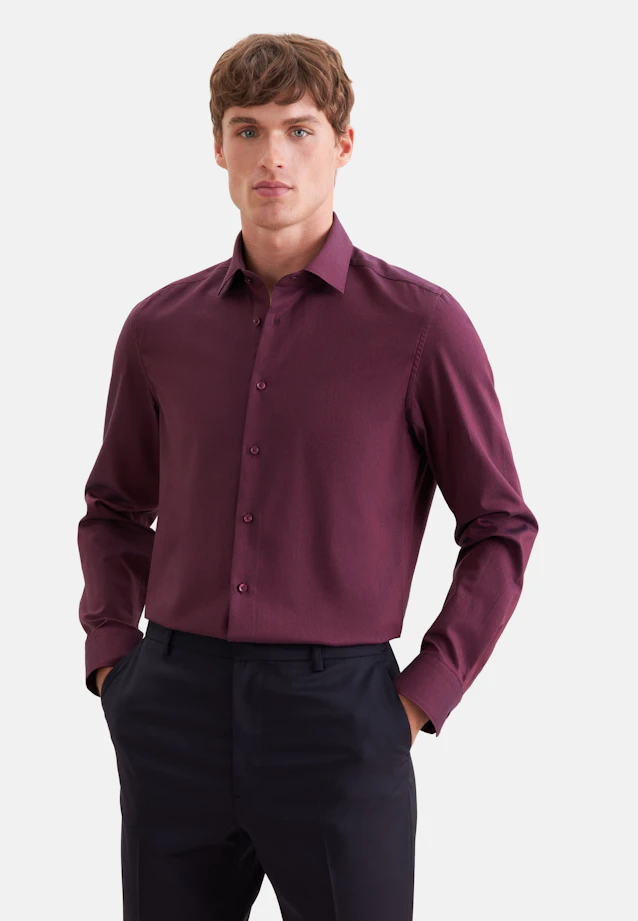 Slim Flanellhemd Uni in Rot |  Seidensticker Onlineshop