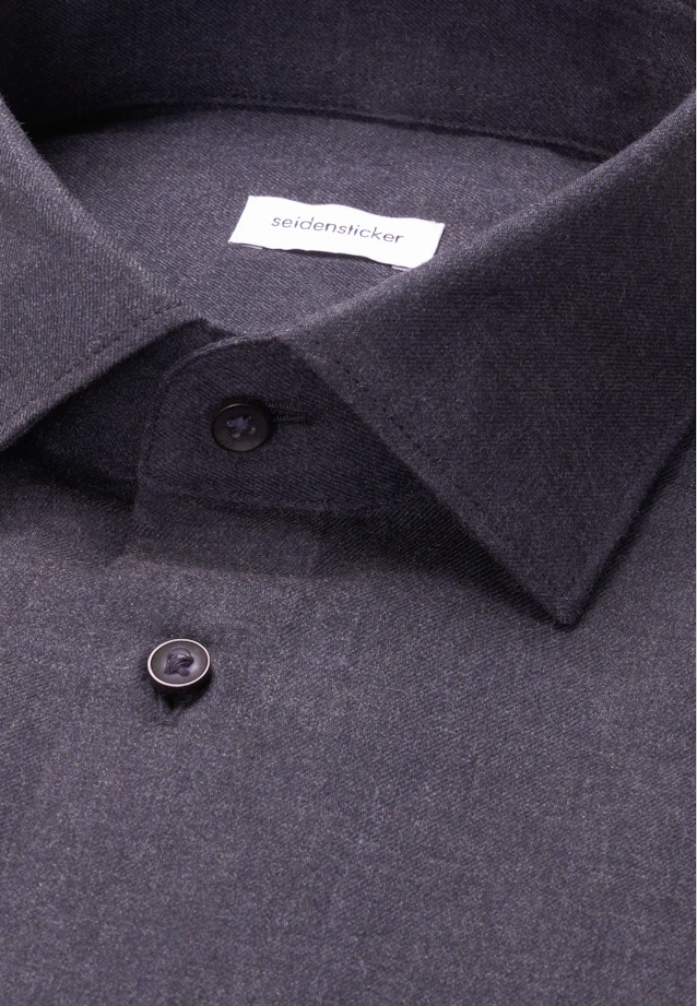 Shaped Flannel shirt Uni in Dunkelblau |  Seidensticker Onlineshop