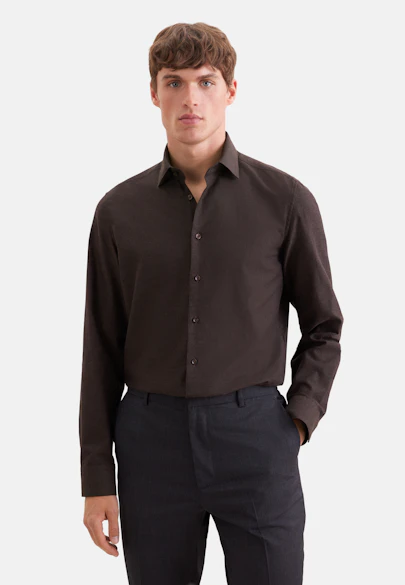 Shaped Flanellhemd Uni in Braun |  Seidensticker Onlineshop