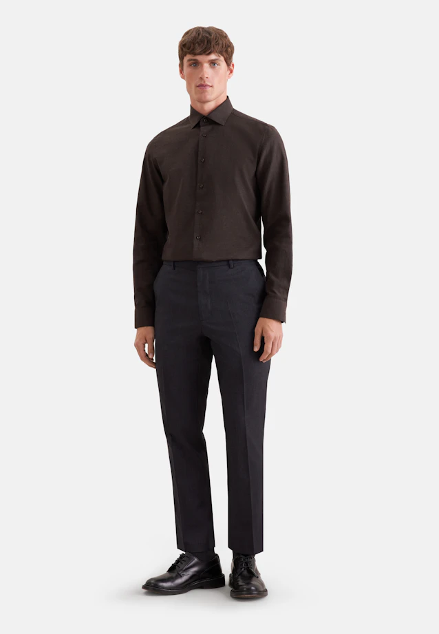 Shaped Flanellhemd Uni in Braun |  Seidensticker Onlineshop