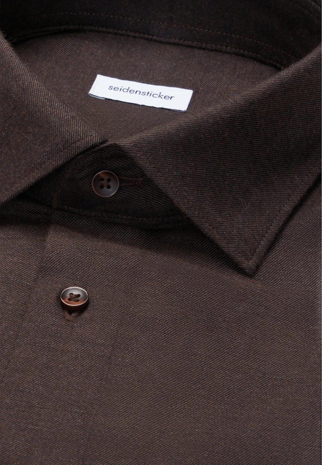 Shaped Flanellhemd Uni in Braun | Seidensticker Onlineshop