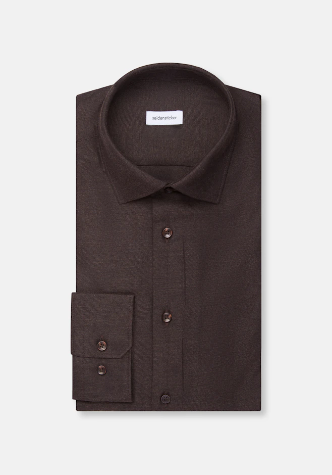 Shaped Flannel shirt Uni in Braun | Seidensticker online shop
