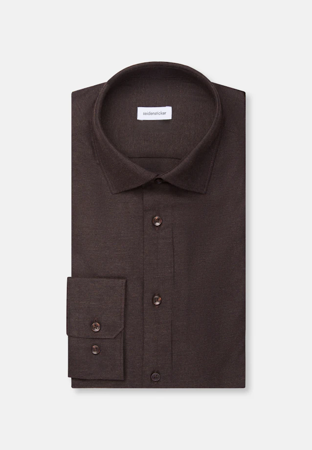 Shaped Flanellhemd Uni in Braun |  Seidensticker Onlineshop