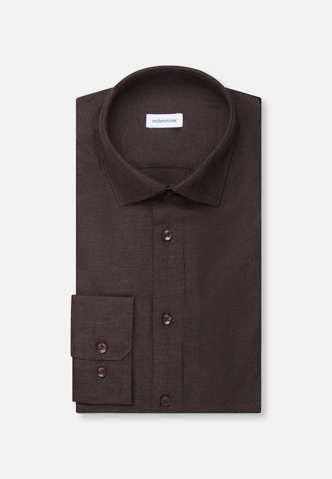 Shaped Flanellhemd Uni in Braun | Seidensticker Onlineshop