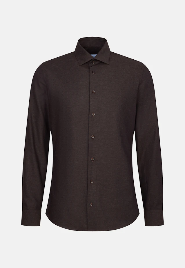Shaped Flanellhemd Uni in Braun |  Seidensticker Onlineshop
