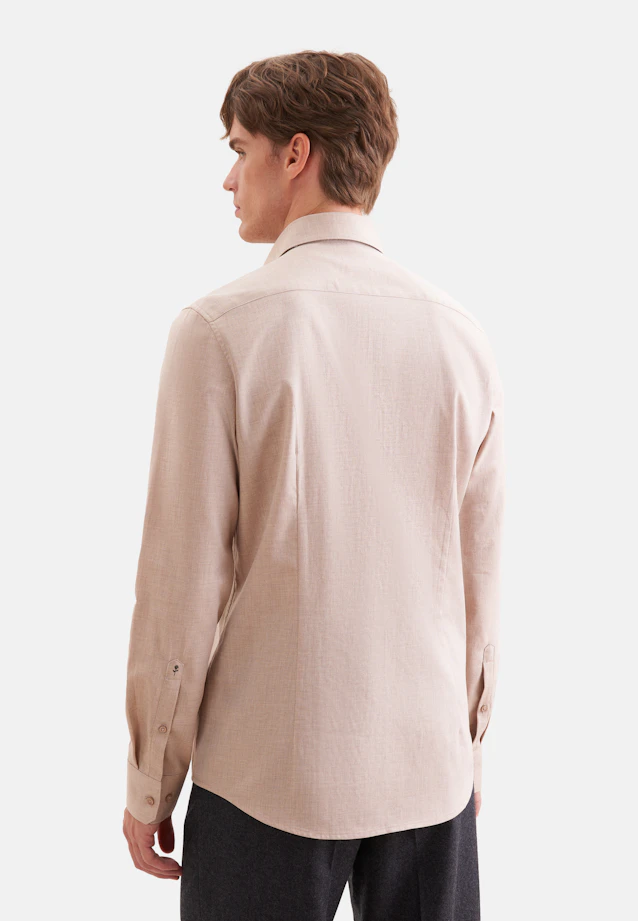 Shaped Flannel shirt Uni in Beige |  Seidensticker Onlineshop