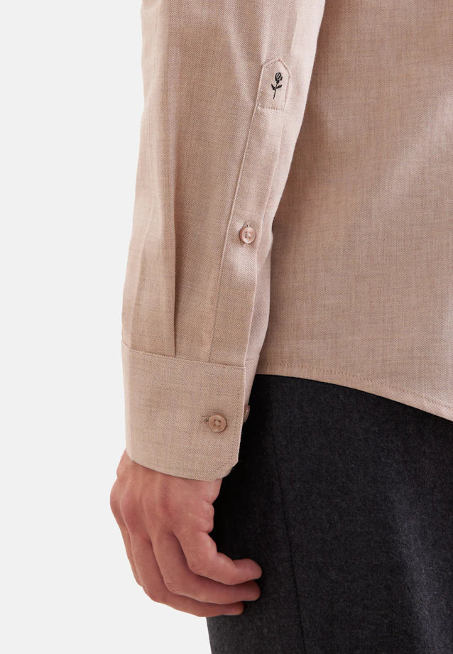 Shaped Flannel shirt Uni in Beige |  Seidensticker Onlineshop