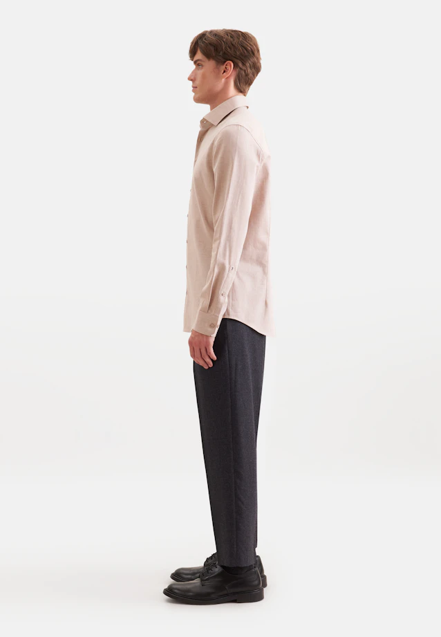 Shaped Flannel shirt Uni in Beige |  Seidensticker Onlineshop