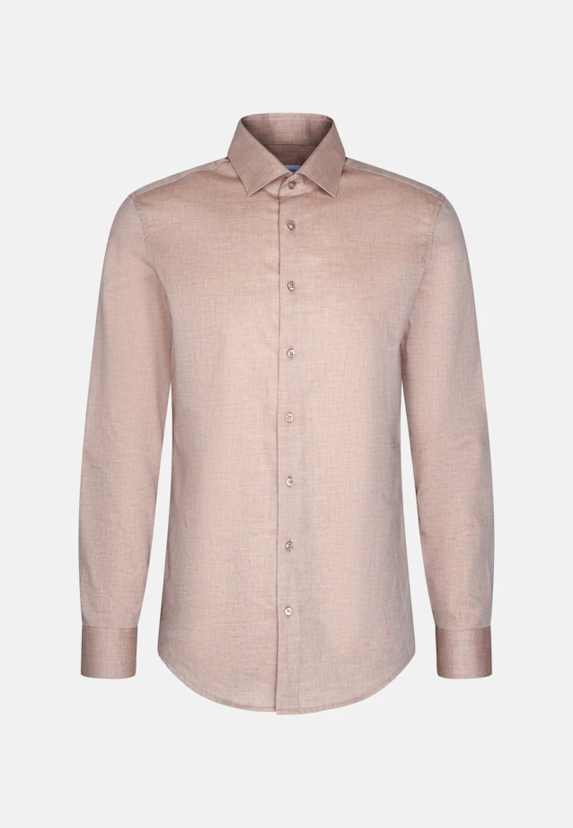 Shaped Flannel shirt Uni in Beige |  Seidensticker Onlineshop