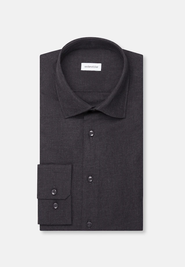 Shaped Flanellhemd Uni in Grau |  Seidensticker Onlineshop