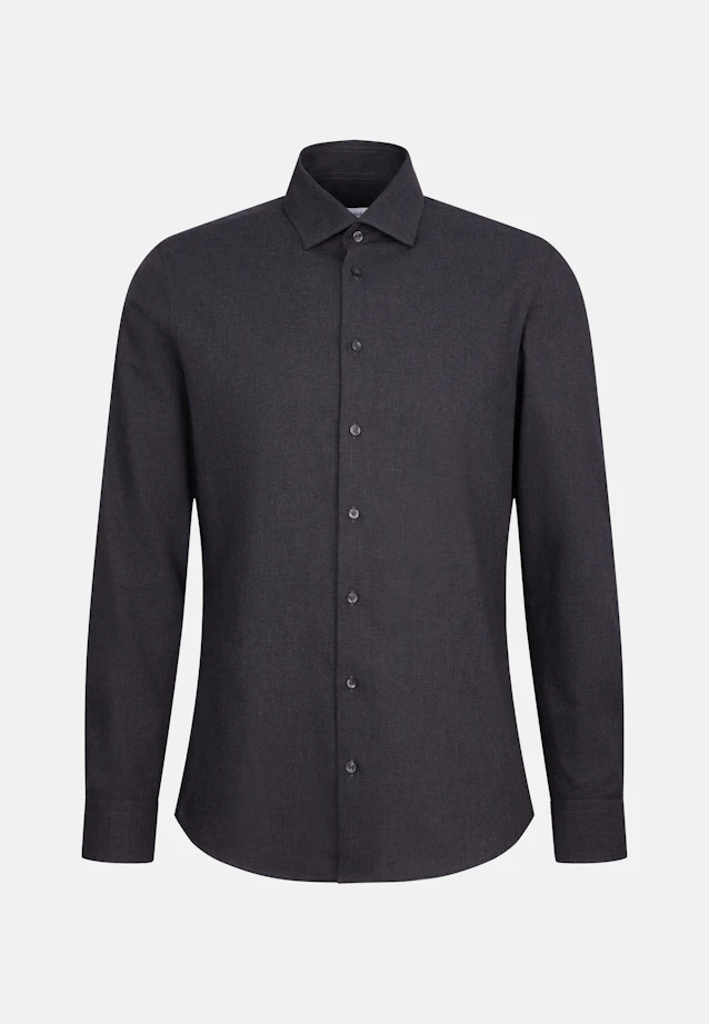 Shaped Flanellhemd Uni in Grau |  Seidensticker Onlineshop