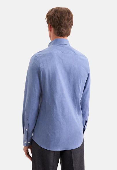 Shaped Flanellhemd Uni in Mittelblau |  Seidensticker Onlineshop
