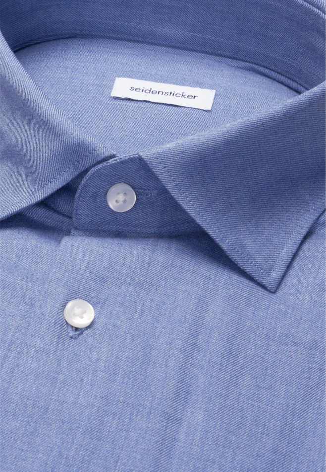 Shaped Flannel shirt Uni in Mittelblau | Seidensticker online shop