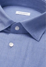 Shaped Flanellhemd Uni in Mittelblau |  Seidensticker Onlineshop