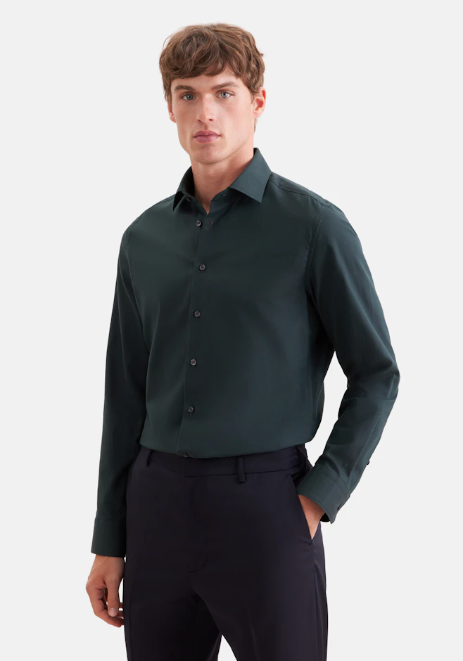 Shaped Flanellhemd Uni in Grün | Seidensticker Onlineshop