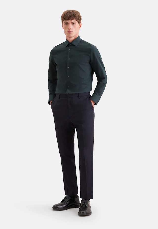 Shaped Flanellhemd Uni in Grün |  Seidensticker Onlineshop