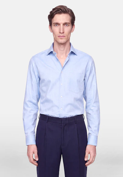 Regular Chemise en flanelle Uni in Bleu Moyen |  Seidensticker Onlineshop