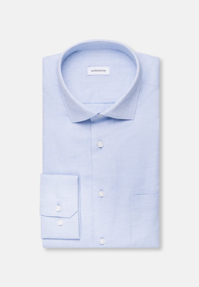 Regular Flanellhemd Uni in Mittelblau |  Seidensticker Onlineshop