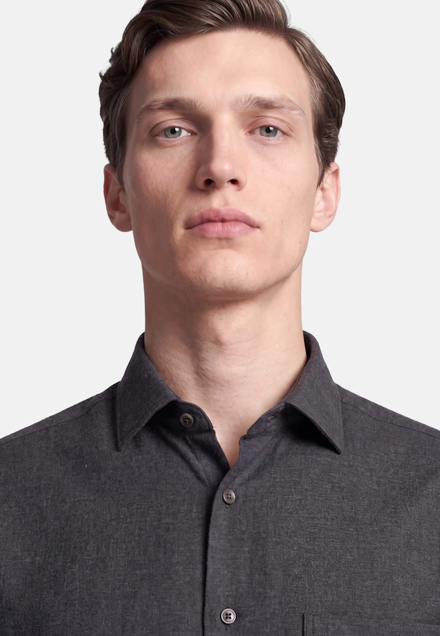 Regular Flanellhemd Uni in Grau |  Seidensticker Onlineshop