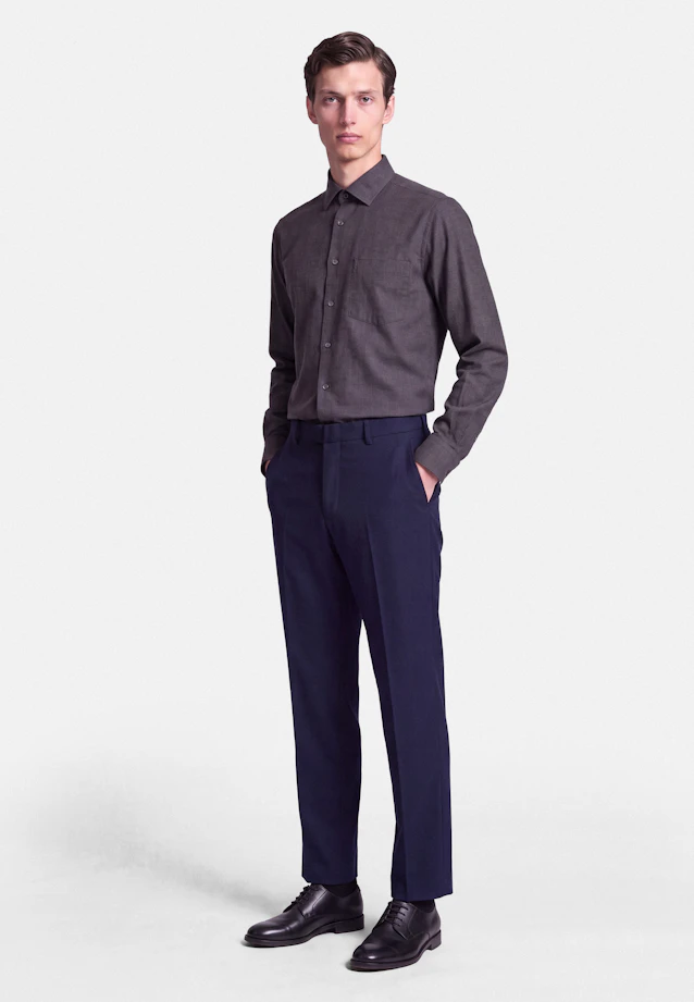 Regular Flanellhemd Uni in Grau |  Seidensticker Onlineshop