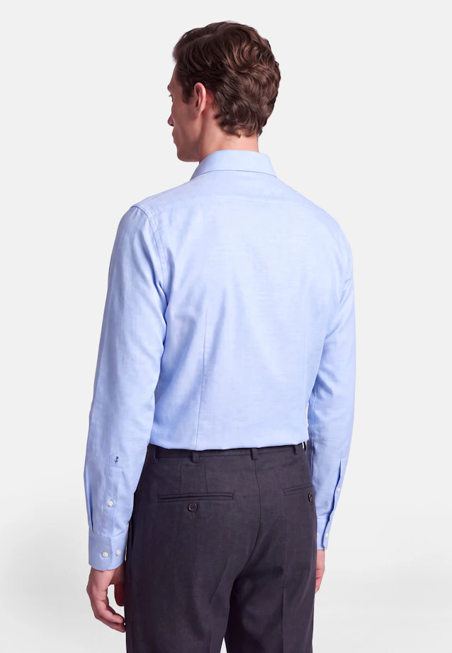 Shaped Flanellhemd Uni in Mittelblau |  Seidensticker Onlineshop