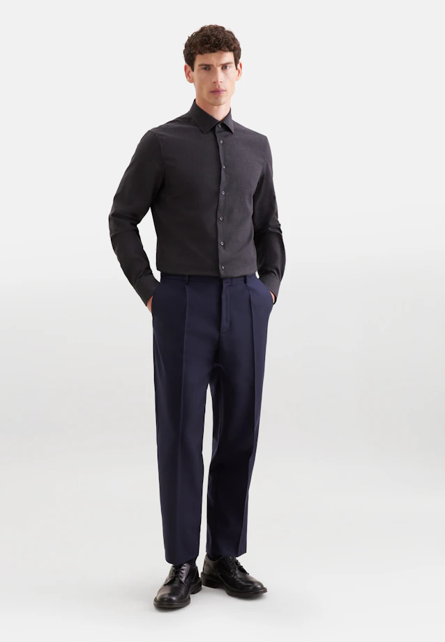 Shaped Flanellhemd Uni in Grau |  Seidensticker Onlineshop