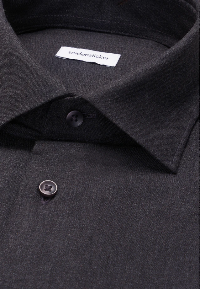 Shaped Flanellhemd Uni in Grau |  Seidensticker Onlineshop