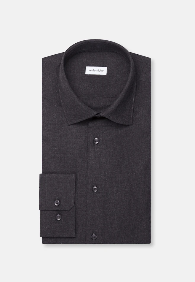 Slim Flanellhemd Uni in Grau | Seidensticker Onlineshop