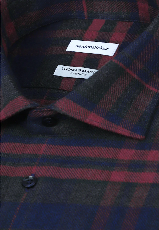 Shaped Flanellhemd Karo in Rot |  Seidensticker Onlineshop