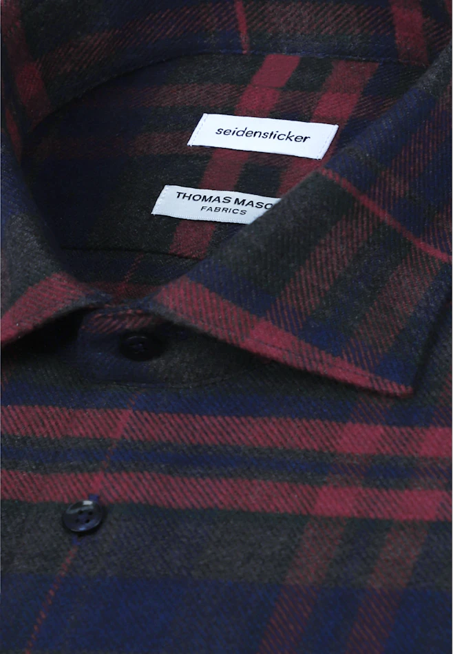 Shaped Flanellhemd Karo in Rot | Seidensticker Onlineshop