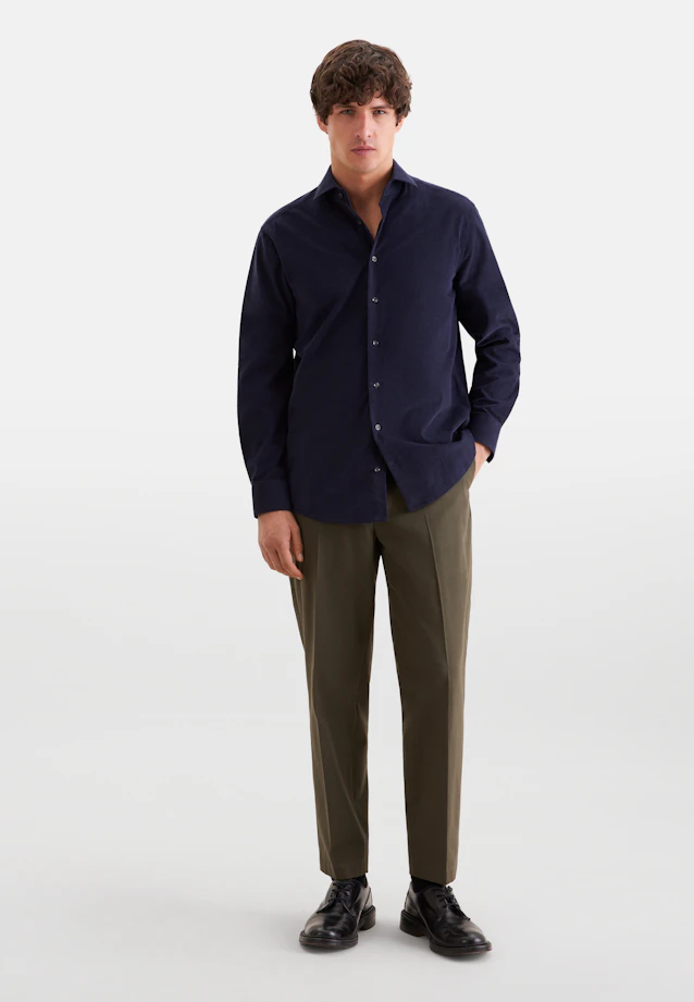 Regular Chemise décontractée Uni in Bleu Foncé |  Seidensticker Onlineshop