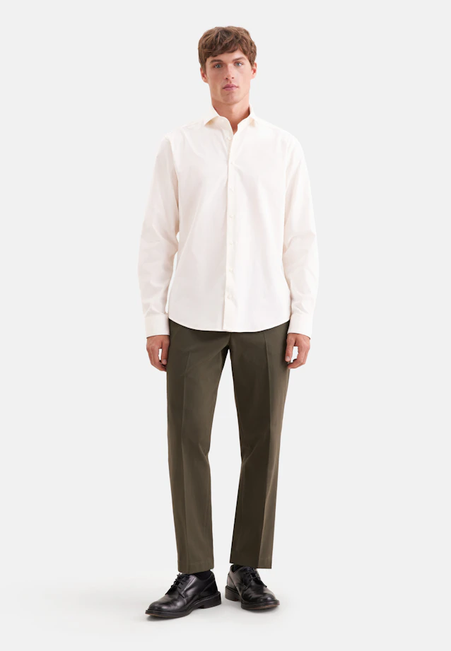 Regular Chemise décontractée Uni in Ecru |  Seidensticker Onlineshop