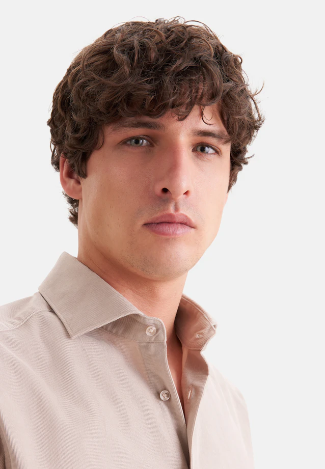 Regular Chemise décontractée Uni in Beige |  Seidensticker Onlineshop