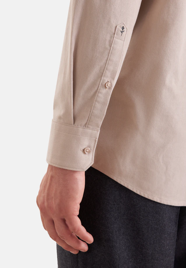 Regular Chemise décontractée Uni in Beige |  Seidensticker Onlineshop