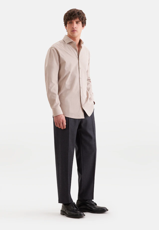 Regular Chemise décontractée Uni in Beige |  Seidensticker Onlineshop