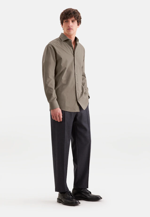 Regular Chemise décontractée Uni in Marron |  Seidensticker Onlineshop