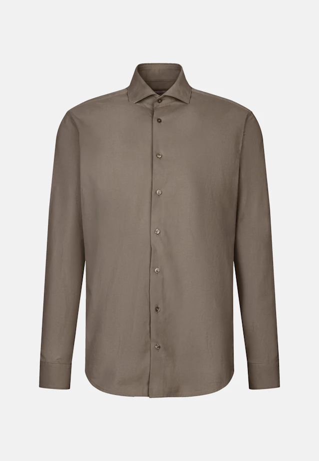 Regular Chemise décontractée Uni in Marron |  Seidensticker Onlineshop