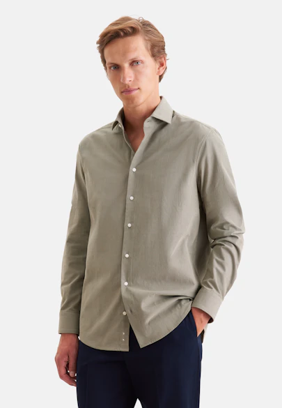 Regular Chemise décontractée Uni in Vert |  Seidensticker Onlineshop