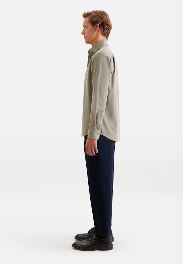Regular Chemise décontractée Uni in Vert |  Seidensticker Onlineshop