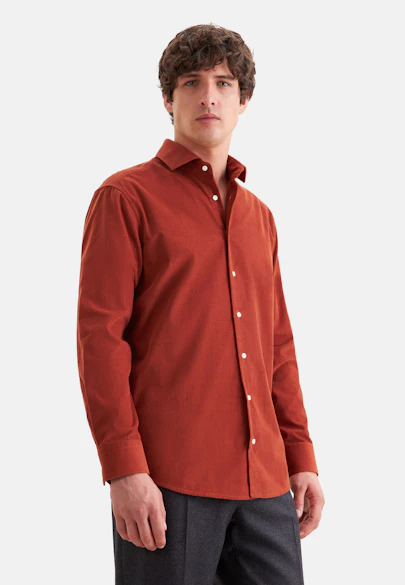 Regular Chemise décontractée Uni in Orange |  Seidensticker Onlineshop