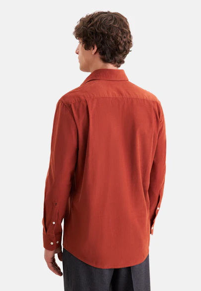 Regular Chemise décontractée Uni in Orange |  Seidensticker Onlineshop