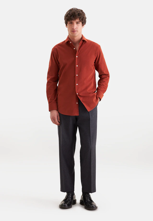 Regular Chemise décontractée Uni in Orange |  Seidensticker Onlineshop