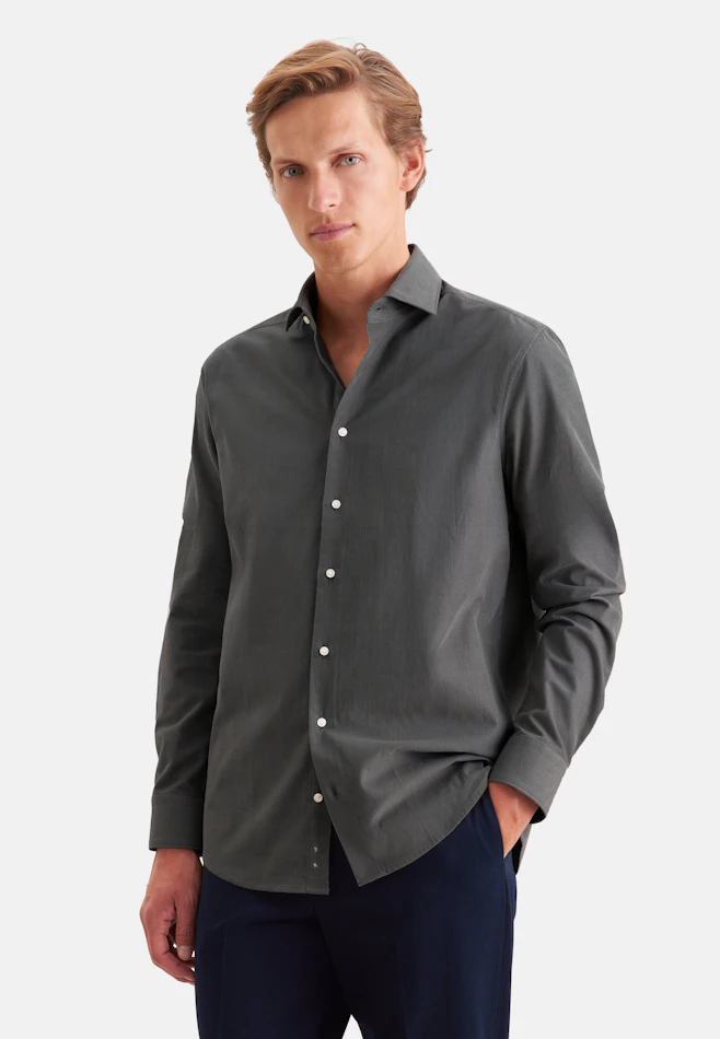 Regular Casual Hemd Uni in Grau | Seidensticker Onlineshop