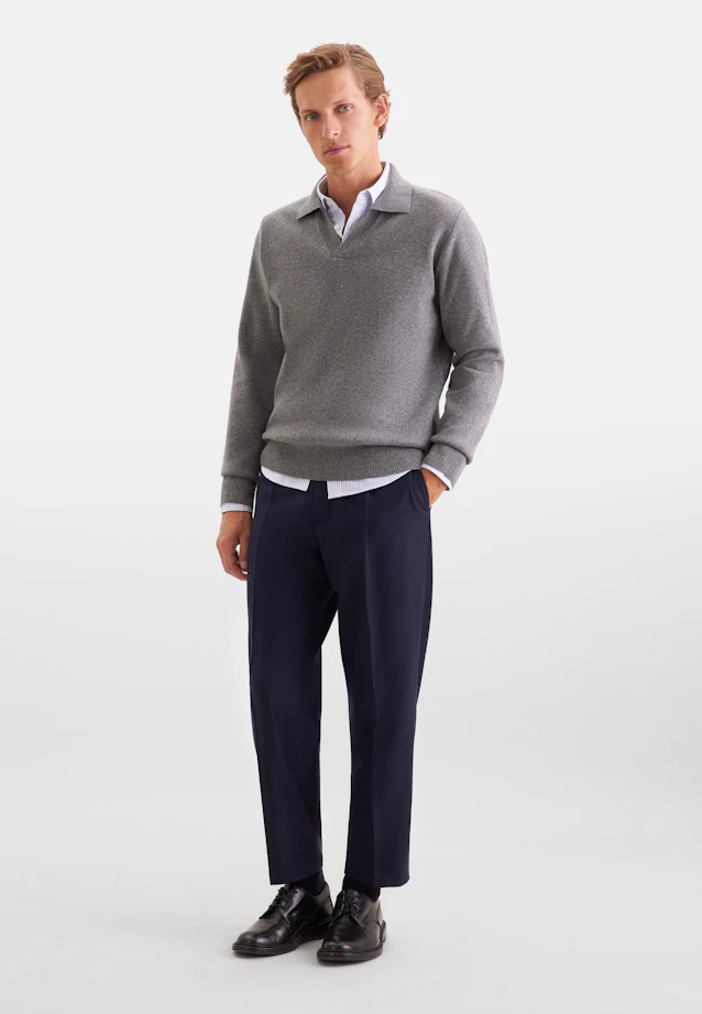 Collar Pullover Uni in Grey |  Seidensticker Onlineshop