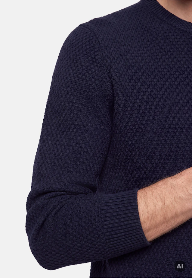 Regular Pullover Struktur in Dunkelblau |  Seidensticker Onlineshop