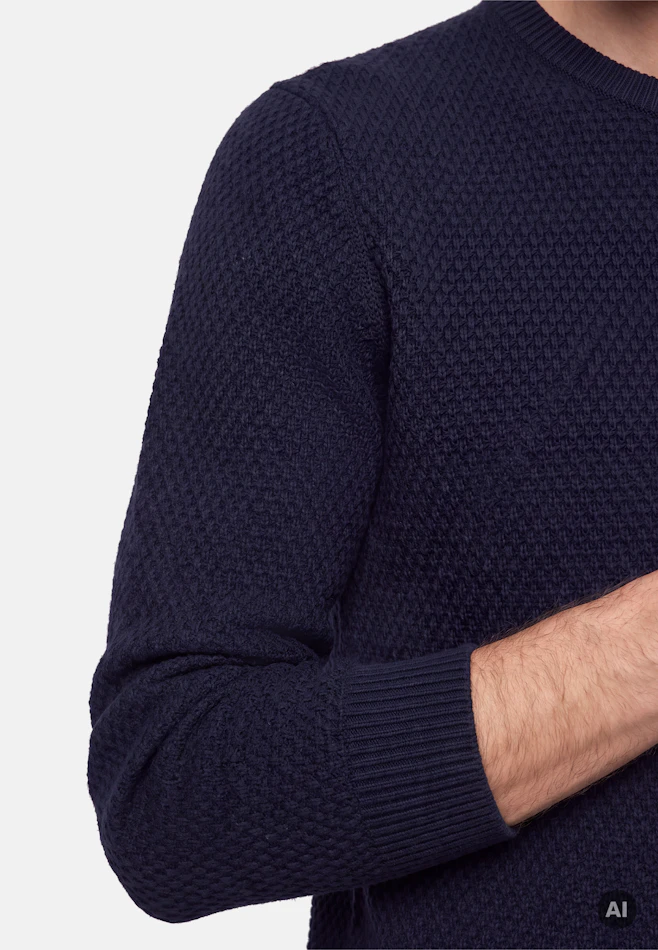 Round neck Pullover Struktur in Dunkelblau | Seidensticker online shop